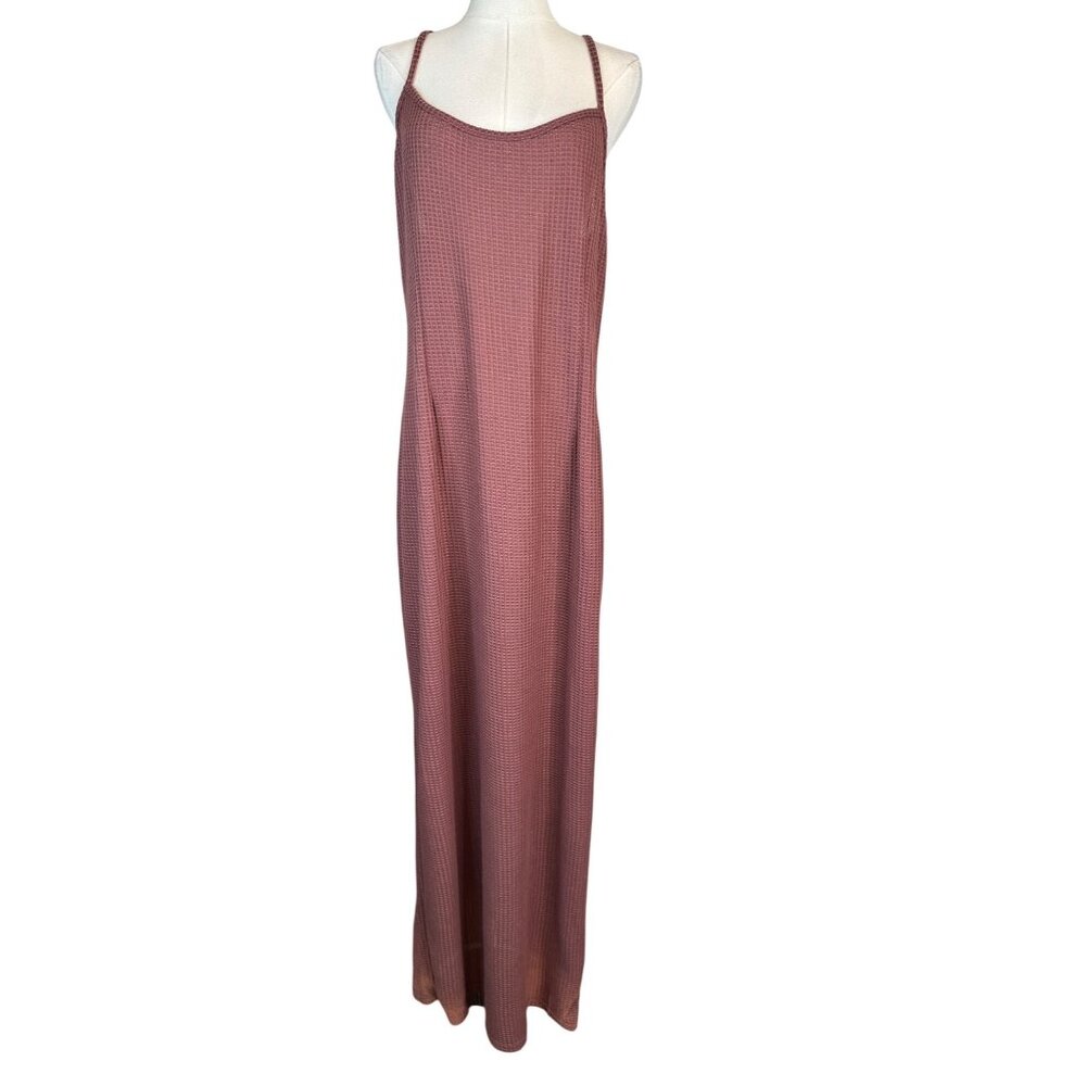 NWT Pretty Little Thing 16 Mauve Waffle Knit Maxi Dress Sleeveless Polyester - Picture 5 of 15